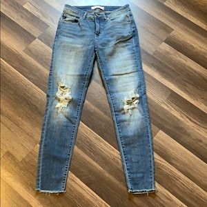 Lightly distressed denim